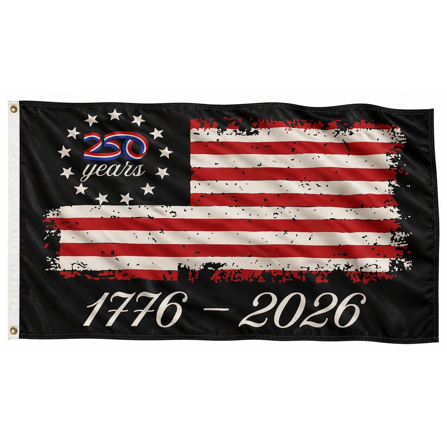 Large 3'x5' Black American Flag - 250 Years!