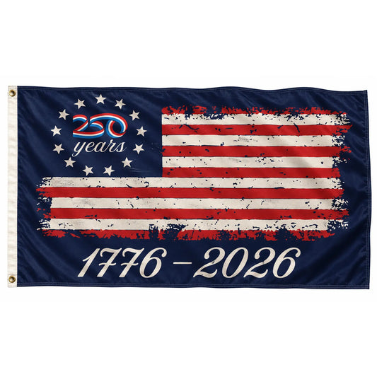 Large 3'x5' Blue American Flag - 250 Years!