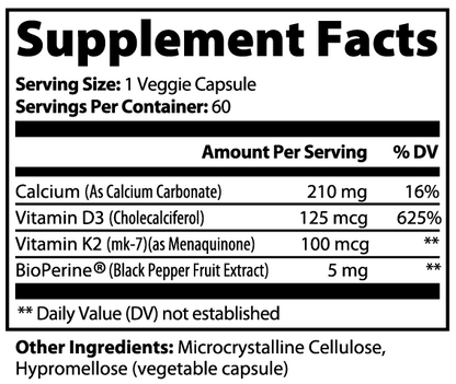 Bone and Heart Support with Vitamin K2 & D3 - 60 Capsules