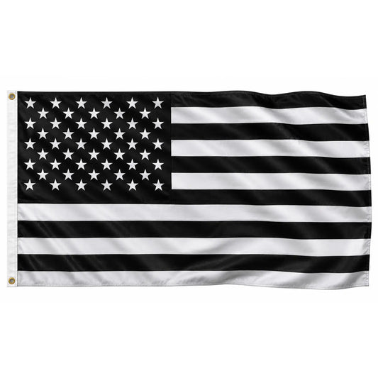 Large 3'x5' Black and White American Flag